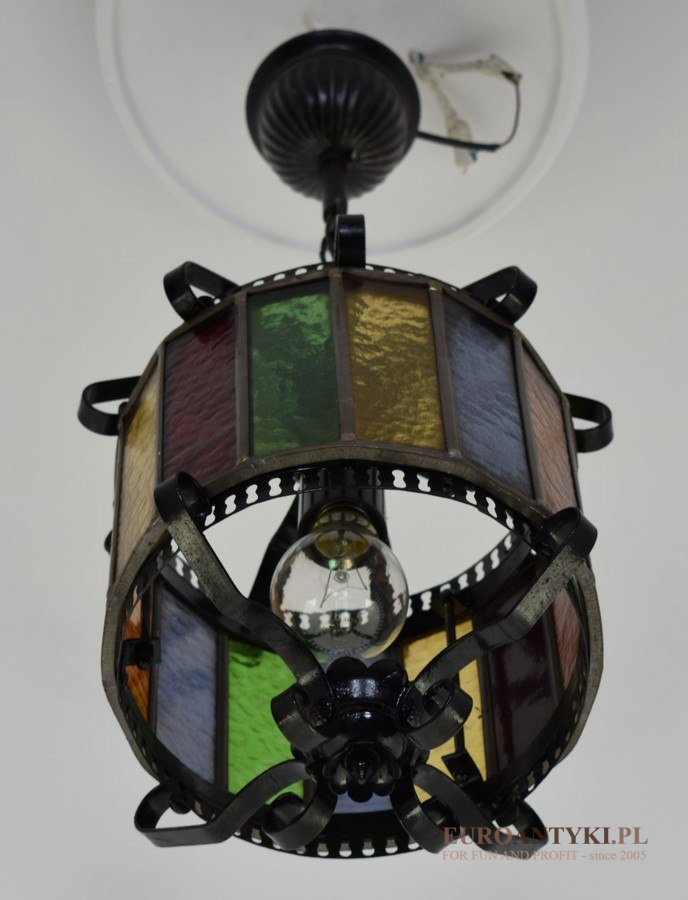 cylindryczna lampa witrażowa